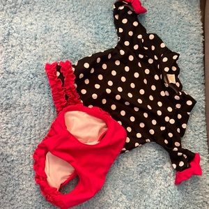 Red black and white size 3/6 month ruffle butts two piece